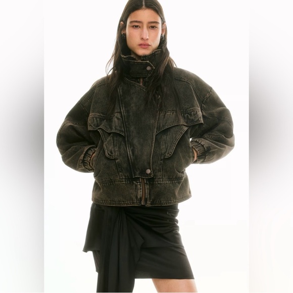 Lorena Saravia H&M VOLUMINOUS TWILL JACKET DARK BROWN, Size Small - Picture 2 of 10